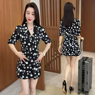 憶靈時(shí)尚雪紡套裝女2025夏季新款時(shí)髦洋氣闊腿短褲氣質(zhì)女神范兩件套潮 黑色波點(diǎn) 2XL 【120-130斤】