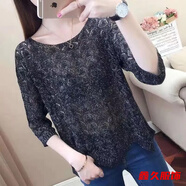 美安嘉夏季新款針織衫女韓版寬松T恤罩衫潮流上衣女時(shí)尚薄款鏤空針織衫 黑色-針織衫 輕薄 L 115-125斤-輕薄針織衫