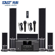 先科（SAST）A16家庭影院音響套裝5.1藍(lán)牙家用電視客廳音箱壁掛落 黑色豪華版+雙有線話筒