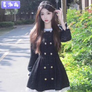 麥潮尚2024秋冬季韓版小香風(fēng)收腰時(shí)尚顯瘦修身連衣裙短裙小個(gè)子冬女 主圖款 L