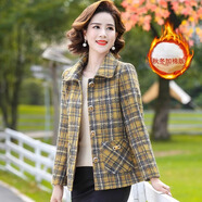 恰凡（QIAFAN）中老年女裝2025新款媽媽裝秋裝外套中年時(shí)尚洋氣春秋夾克格子衣服   黃色（加棉款） XL 建議115斤以?xún)?
                                         title=