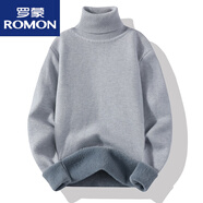 羅蒙（ROMON）打底高領(lǐng)毛衣男士秋冬季內搭線(xiàn)衣加絨加厚白色一體絨針織衫 灰色【一體絨保暖】 M【男女通穿 可貼身穿】