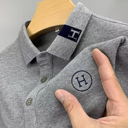 爵少2023新款夏季短袖T恤男士POLO.衫翻領(lǐng)潮流有帶領(lǐng)半袖男裝體恤衣服 KC A02 灰色 4XL