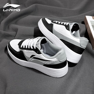 李寧板鞋男鞋秋冬新款低幫增高情侶經(jīng)典百搭潮流滑板鞋透氣運動(dòng)休閑鞋 黑色/標準白【都達】 45 (285mm)