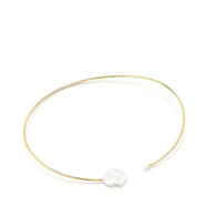 桃絲熊送女友TOUS 925鍍t金 Nenufar 珍珠花瓣項圈式開(kāi)口項鏈個(gè)性時(shí)尚 silver