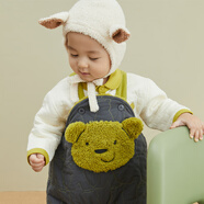 papa爬爬秋冬裝男女寶寶加絨背帶褲嬰兒連體衣外出保暖褲子抱抱絨 灰色 73 cm