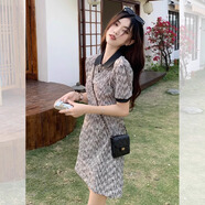 燕潯法式氣質(zhì)學(xué)院小香風(fēng)連衣裙女夏2024新款小個子收腰泡泡袖裙子 圖片色 M (建議95-110斤)