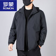 羅蒙（ROMON）秋冬季輕薄棉衣男保暖夾棉外套胖子大碼棉服加肥加大寬松二棉夾克 黑色 3XL 建議140-150斤選