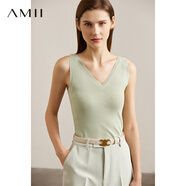 AMII女裝2026春季新款百搭基礎款V領(lǐng)坑條針織吊帶背心修身女上衣 薄荷綠 XL 170/92A