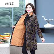 奈加圖中老年女冬裝中長(cháng)款棉服加大碼媽媽棉衣老年人奶奶加絨花棉襖外套 藏青發(fā)財樹(shù) 3XL 建議130-150斤
