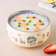 美廚316L不銹鋼碗12cm 兒童雙層隔熱防燙餐盤飯碗卡通寶寶餐具 小歡喜 MCWA8192