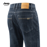 JEEP SPIRIT吉普牛仔褲男休閑男士褲子直筒寬松商務(wù)長(cháng)褲 深藍 30