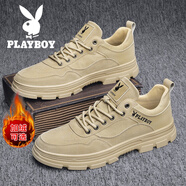 花花公子（PLAYBOY PHYSICAL）花花公子做舊復(fù)古馬丁靴男靴2022秋冬季加絨保暖雪地靴大黃靴男鞋 WPL1612684沙色 39