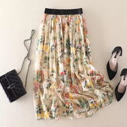 勤記重磅真絲半身裙桑蠶絲半截裙輕奢高端碎花真絲中長(cháng)款松緊腰A字裙 花色11 2XL 建議126-140斤