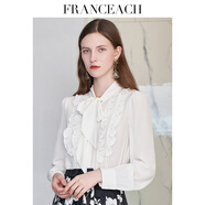 法涵意弛白色真絲襯衫女2025春夏季新款桑蠶絲木耳邊蝴蝶結氣質(zhì)上衣女 白色 XL