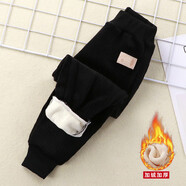 金布?。↗INBUDING）女童秋冬季褲子兒童運(yùn)動褲適合2-8歲小女孩穿的冬裝新加絨褲子中 加絨加厚黑色 100 cm