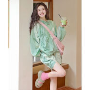 翰榆小個(gè)子套裝顯氣質(zhì)高端套裝洋氣時(shí)尚小個(gè)子減齡休閑青春活力綠色拼 綠色拼接防曬外套+短褲 S 80-100斤】