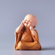 桐汝壁創(chuàng)意慧能小和尚擺件復(fù)古風(fēng)禪意辦公桌茶臺桌面裝飾品情緒穩(wěn)定沙彌 嬉笑人生16B高6.5CM