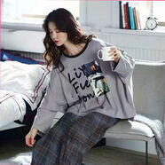 綴櫻大碼睡衣女200斤長(cháng)袖春秋季胖mm寬松加肥加大300斤秋冬家居服 5023【套頭款】 3XL 【建議150-170斤】