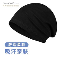 澄湖螺 棉質(zhì)夏睡帽薄單層男女睡覺頭套睡眠透氣防風(fēng)包頭帽產(chǎn)婦帽頭巾空調(diào)月子帽 黑色-單層/封邊款（L適合頭圍58-60cm左右）