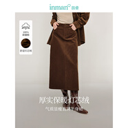 茵曼（INMAN）2025秋冬女裝新款簡(jiǎn)約百搭燈芯絨半身裙中高腰顯瘦全棉直筒裙 咖啡色 M