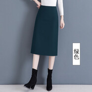 唐謎西裝半身裙女夏季薄款2025新款高腰通勤包臀裙中長款后開叉一步裙 【長款-70CM】綠色 2XL (30) 【125-135斤】