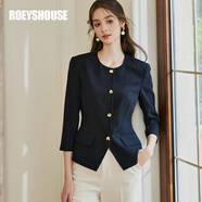 ROEYSHOUSE羅衣春秋裝新款氣質(zhì)通勤圓領(lǐng)修身西裝小外套女10105 藏青色 XL