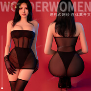 洛蔓希 情趣內衣 性感睡衣純欲誘惑網(wǎng)紗透視抹胸包臀連衣裙女薄透睡裙