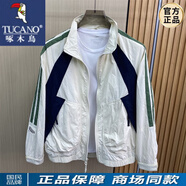 啄木鳥(niǎo)（TUCANO）歐洲站春秋季新款男士夾克潮牌時(shí)尚條紋拼接撞色開(kāi)衫立領(lǐng)拉鏈外套 白色 M