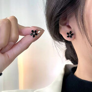 淳盈韓國小眾氣質(zhì)黑色四葉草耳釘耳扣輕奢高級感設計感大方簡(jiǎn)約百搭 黑色