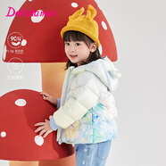 笛莎（DEESHA）童裝女童外套冬裝秋新款女寶寶萌趣條紋長袖羽絨服 藍色 90