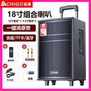 志高（CHIGO）廣場(chǎng)舞藍牙音箱低音炮戶(hù)外大音量戶(hù)外K歌變音聲卡音響彈唱 18英寸豪華版+無(wú)線(xiàn)話(huà)筒X2+32GU盤(pán)