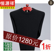 恒源祥100純色羊毛絨衫羊毛衫男半高領秋冬季長袖套頭寬松毛衣男打底衫 黑色圓  100%不起球不掉色 L 170/84A 建議穿120-140斤
