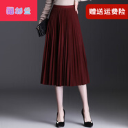 【特價撿漏】高檔輕奢百褶裙半身裙中長款女春秋2022秋冬新款顯瘦單裙垂感大擺百折長裙雨杉蘭 酒紅色 均碼 1尺8-2尺5
