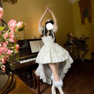 【薔薇物語(yǔ)】白糖少女新品原創(chuàng  )設計Lolita洋裝jsk吊帶連衣裙夏裝 白色+拖尾紗+手袖 S