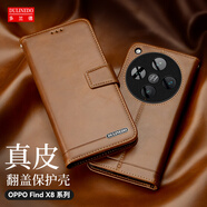 多蘭德OPPO find X8手機(jī)殼全包防摔find x8pro真皮翻蓋保護(hù)套商務(wù)款錢包插卡影音支架 棕色 OPPO Find x8