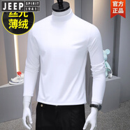 JEEP SPIRIT莫代爾棉絲光薄絨T恤男士半高領(lǐng)加絨加厚打底衫長袖內(nèi)搭保暖衛(wèi)衣T 白色【半高領(lǐng)薄絨單件】 M