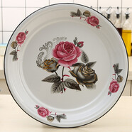 歐麗家琺瑯搪瓷圓盤(pán)搪瓷茶盤(pán)老式懷舊鐵瓷盤(pán)大盤(pán)雞盤(pán)水果燒烤盤(pán)民族餐廳 迷失香【厚實(shí)】 1個(gè) 35cm