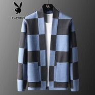 花花公子毛衣男針織衫外套秋冬季潮流休閑春裝開(kāi)衫秋季男裝衣服男款春秋裝 藍色 XL