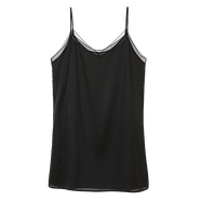 蓮燦2025春夏新商場(chǎng)同款內搭V領(lǐng)拼接蕾絲修身無(wú)袖吊帶連衣裙女 黑色 M