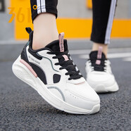 361°女鞋運動(dòng)鞋女2026年春季361度網(wǎng)面透氣女士休閑跑步鞋老爹鞋子女 羽毛白/曜石黑 35