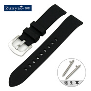 尊耀（zunyao） 表帶 代用天梭 美度 精工 浪琴 環(huán)保材質(zhì)硅膠 橡膠游泳登山潛水運動防水表帶 黑色—銀色表扣，配開關(guān)生耳（厚約3mm) 寬A=20mm