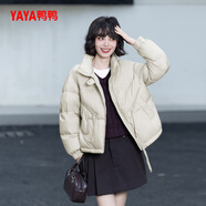 鴨鴨2025冬季新款時(shí)尚百搭休閑寬松韓版保暖鴨絨女短款羽絨服外套 透明 仙米卡 S  80-100斤