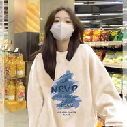 森馬（Semir）重磅圓領(lǐng)衛(wèi)衣女裝春秋季新款大碼寬松無(wú)帽套頭長(zhǎng)袖上衣外穿冬加絨 NRVP   杏色 XL 130-155斤
