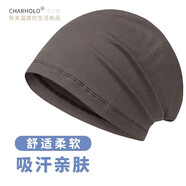 澄湖螺 棉質(zhì)夏睡帽薄單層男女睡覺頭套睡眠透氣防風(fēng)包頭帽產(chǎn)婦帽頭巾空調(diào)月子帽 深灰-單層/封邊款（L適合頭圍58-60cm左右）