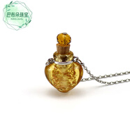 胖東來(lái)同款精油瓶吊墜金沙夜光琉璃項鏈甜美可打開(kāi)發(fā)光香水香薰胎 香檳色金沙心形夜光精油瓶鈦鋼鏈