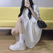 尚簡紛小眾甜欲風(fēng)森系白色連衣裙少女2025夏季新款顯瘦小白裙超仙長裙子 白色 純色白裙 L