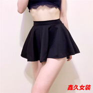 美安嘉夜色行超短裙半身裙豹紋mini小短裙包臀冰絲透明緊身裙a字女 30cm黑百褶裙不透明容易赱光0-a字半身裙 均碼80-120斤-a字半身裙