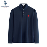 U.S. POLO ASSN.polo衫男春秋季商務(wù)休閑長袖t恤舒適百搭保羅上衣男裝藏青XL