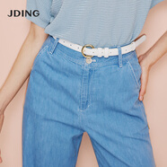 嬌鼎（JDING）商場同款闊腿褲休閑中高腰牛仔褲女遮胯顯瘦o型腿梨型身材CJTI437 側扣直筒褲CJTI437 L